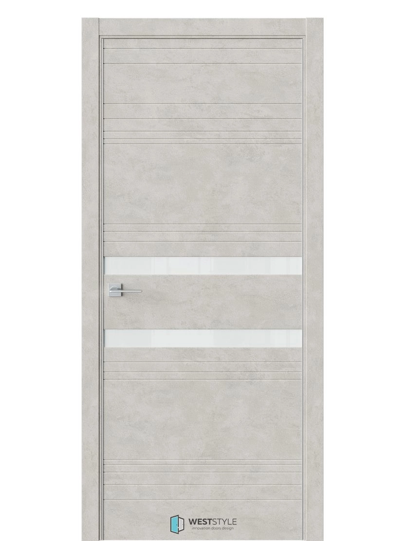 Межкомнатная дверь WestStyle Industrial IN13 ДО Lacobel Белое Бетон смоки